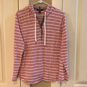 Women’s Chaps v-neck, buttons & hood shirt, XL